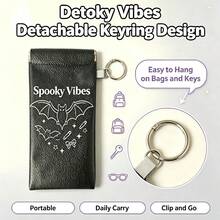 Halloween Bat Print Soft Glasses Case For Women, Portable Glasses Pouch Built-In Lens Cleaning Cloth Anti-Scratch Eyewear Care Bag With Keyring - Multicolor - View 5