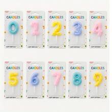 1pc Creative Candy Color Star Print Number Candle Cake Decoration Supplies Number 0-9 Birthday Party Celebration Wish Candle Plug-In - View 5