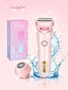 女性電動除毛器 2合1，適用於腿部、手臂、臉部與私密處，無線比基尼修剪器，可拆卸式刀頭，無痛，乾濕兩用，便攜電池式電動除毛器，女性除毛裝置與眉毛修剪器－迷你臉部與身體除毛器，便攜式理髮器，電動拔毛器，眉毛修型工具，女性迷你臉部除毛器 - 彩色 - 查看 13