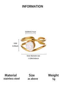 Minimalist Elegant White Faux Pearl Camellia Stainless Steel Women's Ring, Gold Anti-Rust Adjustable Flower Ring, Suitable For Girlfriend, Mother And Best Friend, Wedding, Proposal Jewelry, Vacation, Party, Bridesmaid Accessory, Birthday, Anniversary Gift - Multicolor - View 14