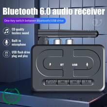 KZ Bluetooth 6.0 Audio Receiver, 3.5mm AUX R/L RCA Hi-Fi Stereo Wireless Adapter With Microphone, Supports USB Disk Playback, Suitable For Car Speakers, Amplifiers And Desktop Speakers - Black - View 5