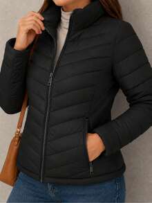 Women Winter Coats - Black - View 2