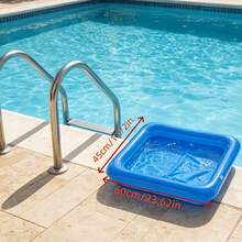 Portable Foldable Pool Cleaning Basin, 23.6*17.7in, Essential For Pool Maintenance Before Use, Also Suitable As Foot Bath And Post-Swim Cleaning Basin. Air Pump Not Included - 藍色 - 查看 8