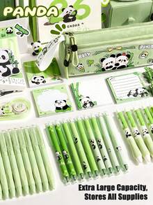1 buah Kotak Pensil Segitiga Panda Kartun, Warna Hijau Matcha Segar, Kapasitas Besar, Tahan Lama, Berlapis, Portabel untuk Siswa, Kotak Penyimpanan Pensil, Penggaris, dan Penghapus, Perlengkapan Penting untuk Kembali ke Sekolah - beraneka warna - View 6