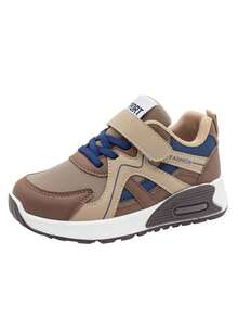 1 Pair Soft Sole Non-Slip Fashion Versatile Outdoor Casual Sports Shoes With Hook And Loop For Boys And Girls, Suitable For Spring And Autumn - Brown - View 9