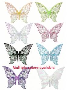 Colorful Double-Layer Butterfly Wings Back Decor, Forest Style Fairy Wings For Girls Birthday Party Photo, Halloween Cosplay Photo Prop, Fairy Angel Wings Accessory - View 2