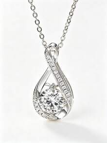 HALPIO 1pc Sparkling Moissanite Infinity Symbol Necklace, 8mm Main Stone & 1.2mm Accent Stones, Elegant Infinity Style Design, Women's Personalized Jewelry - CU-nM-025 - View 3