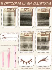 YIDUO L02 10-18mm D Curl Eyelash Extension Kit, Includes Eyelash Glue And Sealer, Eyelash Clusters, DIY Eyelash Extension Tools, For Applying Eyelashes, Eyelash Cluster Set, Eyelashes, False Eyelashes, False Eyelashes - Multicolor - View 2