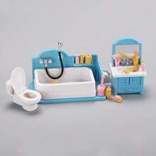 Set Kamar Mandi Miniatur Realistis 3 Bagian - Dekorasi Kombinasi Bak Mandi, Wastafel, dan Toilet Miniatur, Dekorasi Adegan Miniatur Buatan Tangan, Hadiah Model Mini yang Sudah Dirakit - MultiWarna - View 5