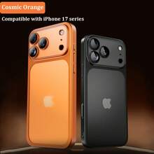 Funda de teléfono - Lujosa, transparente, funda de teléfono mate, compatible con iPhone 17 Pro Max Air 16 15 14 13 12 11 Pro Max Plus, funda transparente suave con protección de lente, fundas 17 Pro Max, amortiguadores suaves, funda protectora a prueba de golpes para hombres y mujeres. - Negro - Ver 6
