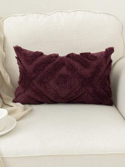 1pc Bohemian Style Geometric Pattern Embroidered Pillowcase, Diamond Tufted Pillowcase, Suitable For Indoor Decoration, All Season Pillowcase, Without Insert
