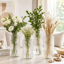 2/5/8/10pcs Shatterproof Transparent Plastic Cylindrical Vase, Thickened Bohemian Style Party Decoration Suitable For Various Festivals, Weddings, Birthday Parties, Home Decor, Shatterproof Round Vase For Flower Arrangement And Minimalist Table Centerpiece, Wedding Desktop Decoration - View 4