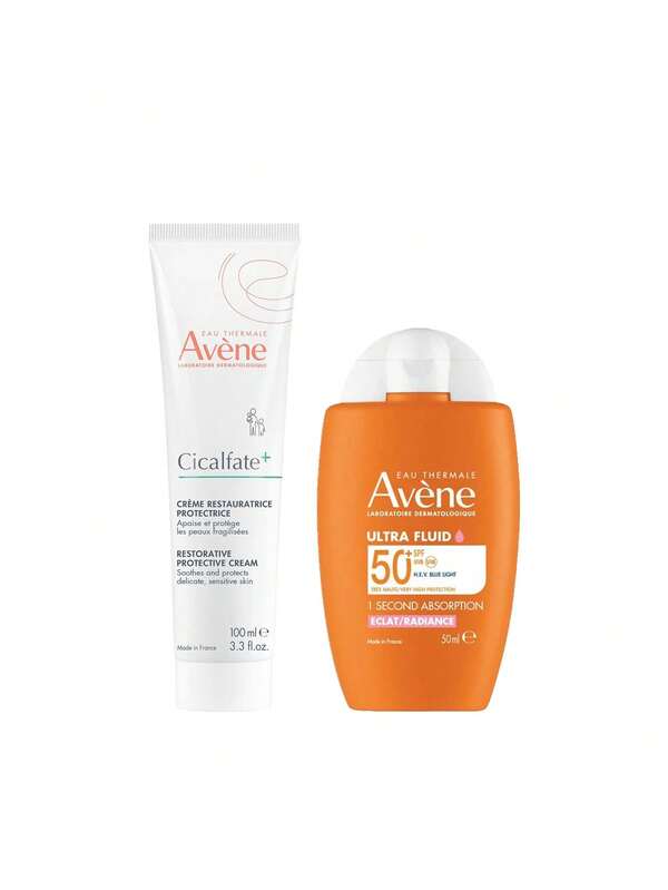 Avene [Bundle] Cicalfate+ Restorative Protective Cream 100 Ml + Ultra Fluid Radiance Sunscreen SPF50+ 50 Ml