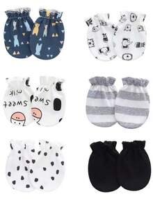 6 Pairs 0-6 Months Baby Mittens, Soft & Skin-Friendly, Newborn Anti-Scratch Hand Protector, Multi-Color Combo Set - 6 Pairs - View 6
