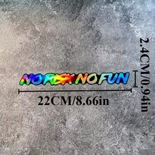 1pc No Risk No Fun Car Sticker, Waterproof Vinyl Letter Decal For Car Windows, Motorcycle Side Panels/Fuel Tank/Helmet, Bicycle Frame/Top Tube, Great Easter Gift - A - View 2