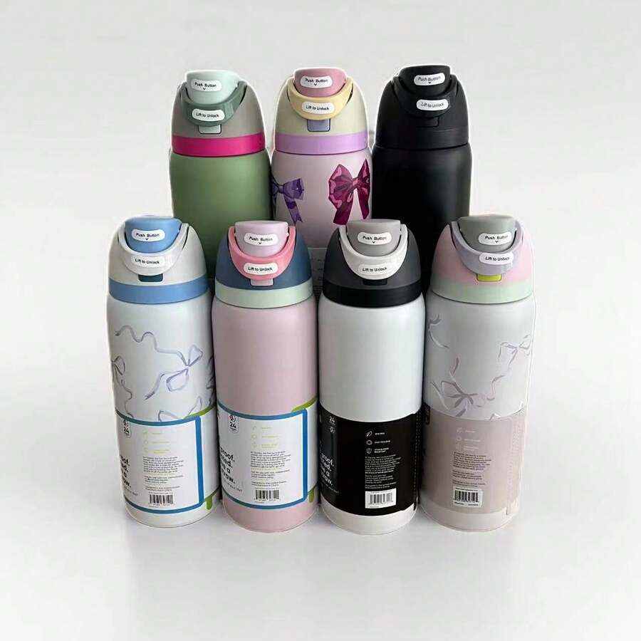 ESTANLEY/40Oz Tasse isotherme H2.0 avec poignée, tasse à eau en acier inoxydable à double paroi sous vide, vaisselle de boisson d'été premium, bouteille isotherme portable à main, tasse de voyage, tasse à café glacé, convient pour le camping en plein air, la randonnée, la conduite, les voyages, choix de cadeau parfait - Multicolore - Voir 1
