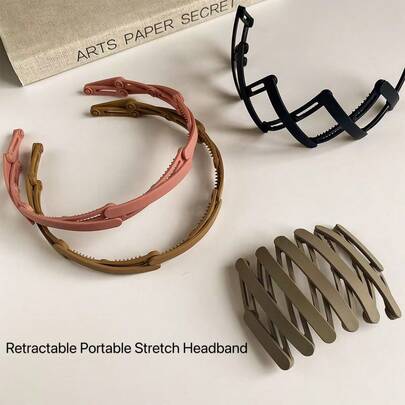 Diadema plegable retráctil portátil, accesorios para el cabello antideslizantes, bandas para el cabello fáciles de transportar para viajes & uso diario