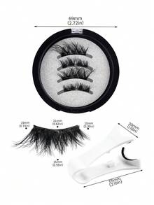 MAANGE 1/2 Pairs Magnetic Eyelashes - Free Applicator, Mixed Styles, DIY, Cat Eye Eyelashes, Natural & Thin, Reusable, Portable, No Glue Needed, Create Natural Lengthening, Curling & Eye-Enlarging Effect, Travel Essential, Women's Gift, Half Eyelashes, False Eyelashes, Eyelashes - Cat Eye Lashes - View 7