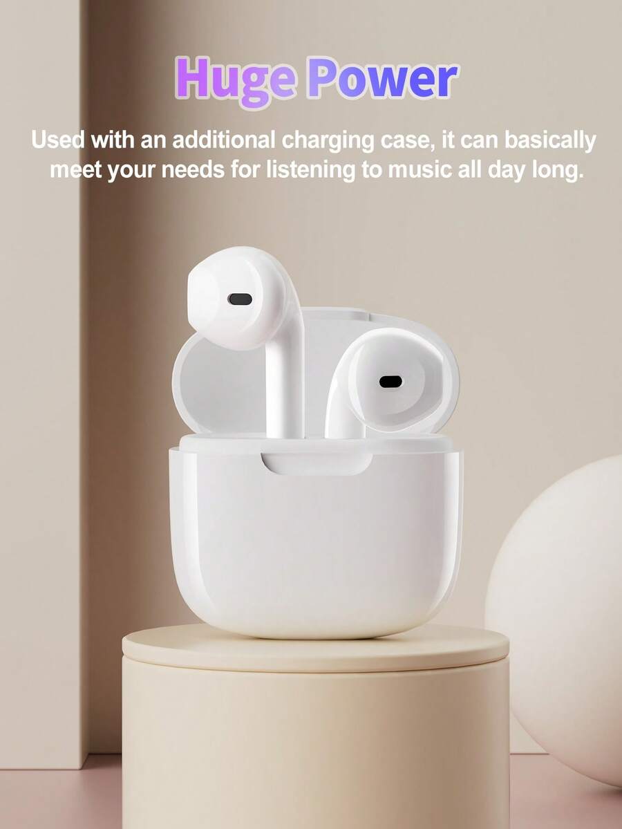 TWS True Wireless In‑Ear Earbuds, Bluetooth 5.3 Earphones With Touch Control, Long Playback Time, Hi‑Fi Stereo Sound, Built‑In Mic For Clear Calls, Ergonomic Comfort Fit For Daily Use - White - View 1