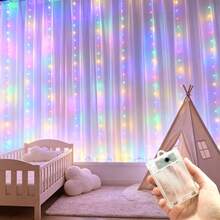 8-Function Battery Powered LED Curtain Lights, Suitable For Halloween, Christmas, Wedding, Party, Birthday, Home And Garden Decoration, Novelty Lighting - 電池盒窗簾燈 - 查看 9