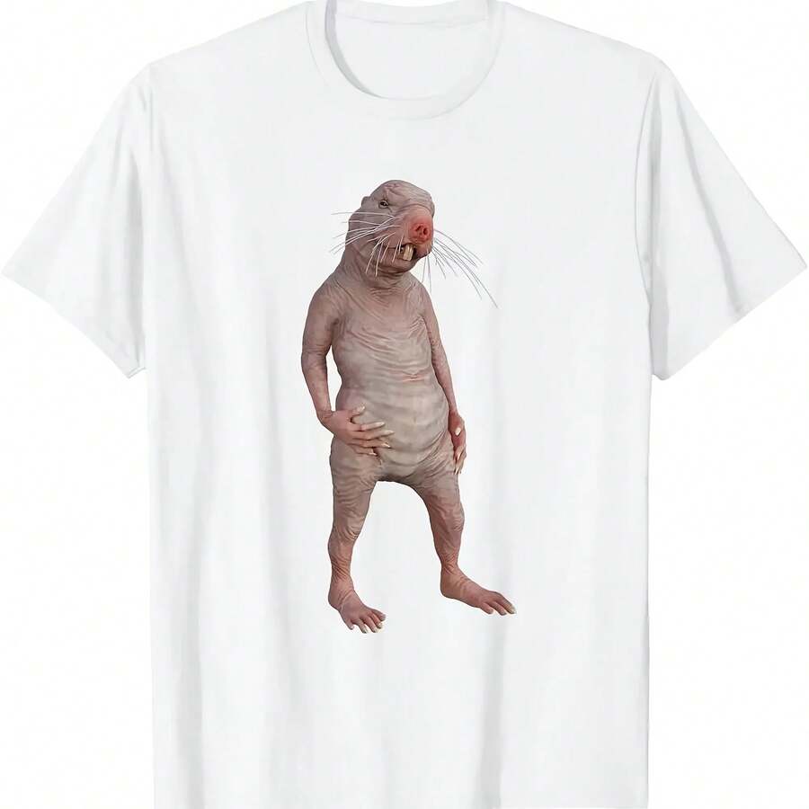 Me gustan mucho los topos desnudos, de acuerdo, camiseta de rata topo desnuda divertida, manga corta, cuello redondo, ropa divertida y malvada, estética de ropa - forma - Ver 1