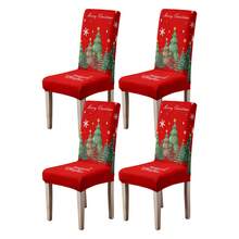 1/2/4/6pcs Printed Positioned Cartoon Chair Covers, Modern Daily Use For Living Room, Bedroom, Dining Room, Suitable For Christmas Chair Covers - Multicolor - View 21