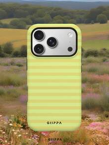 GIIPPA 1件奶油黃橫條紋圖案設計手機殼，適用於Phone 17 Pro Max，相容Phone 16 Pro Max、15 Pro Max、14 Pro Max，韓系高端時尚趣味手機殼，相容11/12/13/14/15/16 Pro Max Plus，優雅設計男女皆宜，聖誕節、情人節、復活節、婚禮季與生日送女友的完美禮物 - 乳黃色 - 查看 6