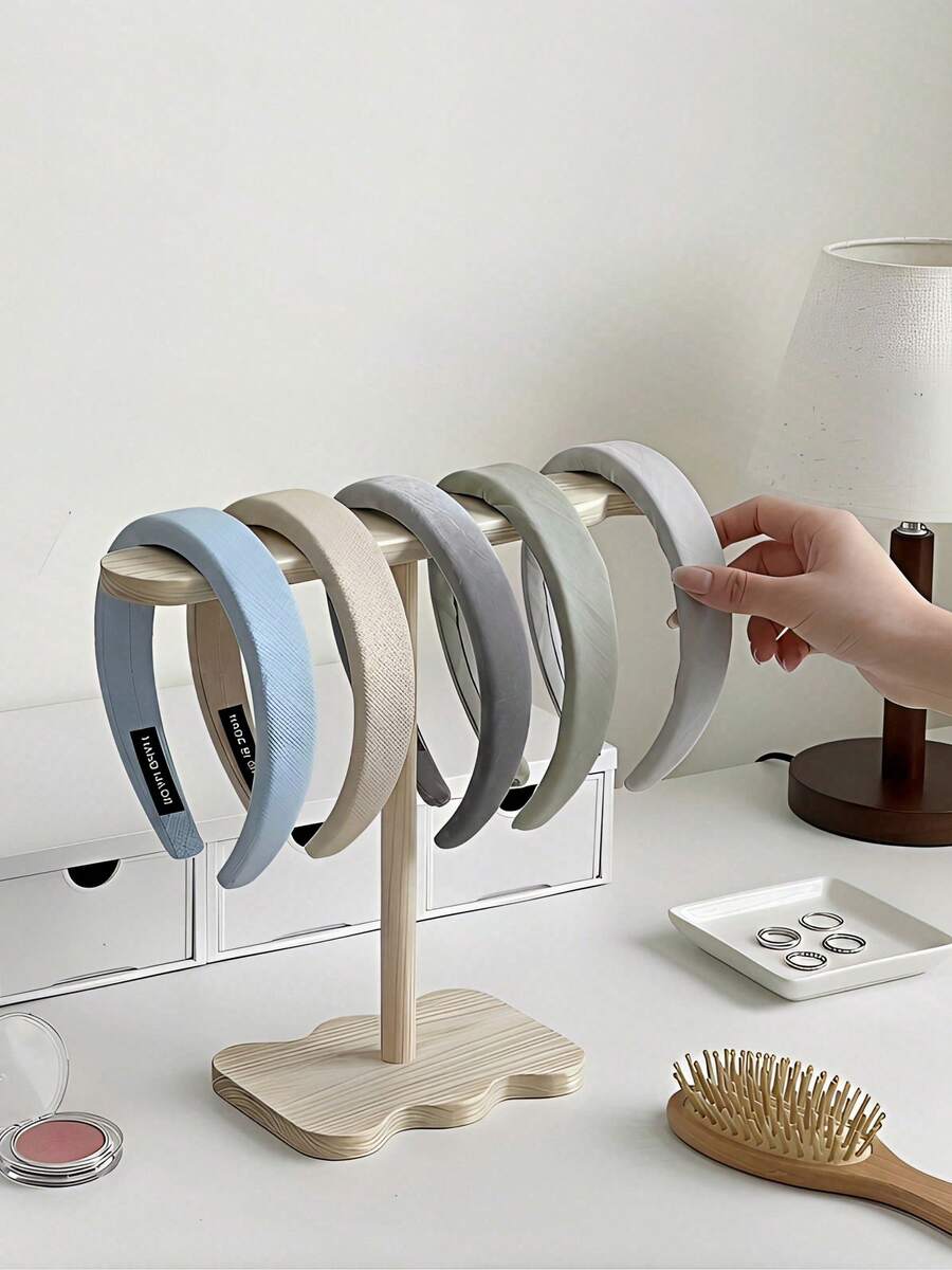 Haus Hana Wooden Creative Wave Headband Display Rack, Decorative Organizer Stand For Hair Accessories, Bracelets, And Jewelry