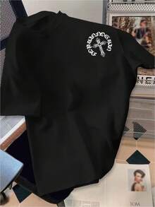 American-Style Men's T-Shirt With English Print, Suitable For Outdoor Activities - 白色 - 查看 7