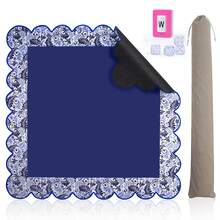 Mahjong Mat With Scalloped 31.5"X31.5" Non-Slip & Noise Reduction American Mahjong Mat For Mahjong Table Poker Board Games Mahjong Gift With Carrying Bag, Dice & Wind Indicator - Royal Blue - View 8