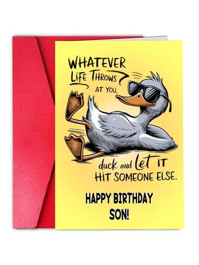 1Pc Funny Cool Duck Fashion Glasses Birthday Card For Son Humor Sarcastic Greeting Card