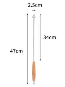 CAMPINGMOON 1 pièce Fourchette à barbecue plate en acier inoxydable avec manche en bois de hêtre, aiguille à rôtir pour brochette de viande pour le camping en plein air et la cuisine de jardin K480 - Argent - Voir 9
