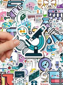 50Pcs Science Laboratory Stickers, Cute Chemistry Biology Physics Lab Equipment Decals, Back To School Study Supplies, Waterproof Decals For Vision Board, Journal, Laptop, Phone Case & Academic Scrapbook Crafts - Multicolor - View 2