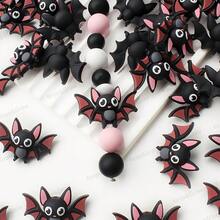 8 Pink Bubble Bat 3D Silicone Beads, Used Pen Decoration, Jewelry Making, And Bracelets, Cute Halloween Theme, Very Suitable Handmade Crafts, Beads And Bead Combinations - 8 Bats - View 7