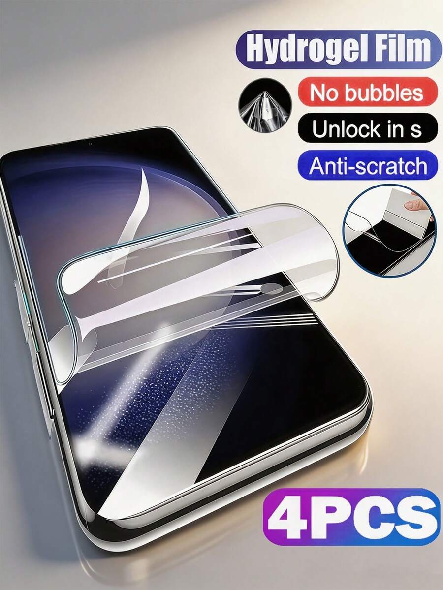 4片裝 HD 水凝膠防爆防刮手機螢幕保護膜，適用於 Galaxy S26/ 17T Poco M7 Note 15 Pro Pro/Honor 600，全螢幕覆蓋、自動修復刮痕、軟膜非玻璃、支援指紋辨識 [國際版，非本地版]