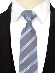 1/3pcs Men's Business Striped Tie Set, Wavy Pattern Tie, Red Tie, Suitable For Daily Wear, Wedding, Party, Cocktail, Banquet - Multicolor - View 3