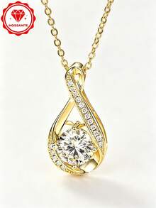 HALPIO 1pc Sparkling Moissanite Infinity Symbol Necklace, 8mm Main Stone & 1.2mm Accent Stones, Elegant Infinity Style Design, Women's Personalized Jewelry - CU-nM-025 - View 2