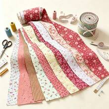 100PCS Floral Pattern Jelly Roll Fabric Strips, Soft Cotton Pre-Cut Patchwork Fabric Pack, Vintage Small Floral Prints, Perfect For DIY Sewing, Machine Quilting, Doll Clothes, Hair Accessories Craft Materials (Random Styles) - 100PCS Random Color - View 4