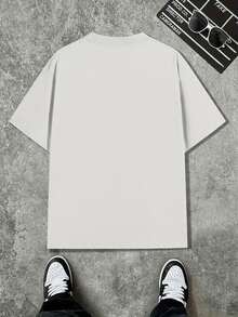 Herren-T-Shirt mit Cartoon-Rennmuster und Anime-Mädchen-Print im Trenddesign - Weiß - Übersicht 2