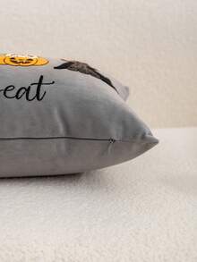 1pc Halloween Grey Ghost/Pumpkin Dog Embroidered Pillow Case, Halloween Trick Or Treat Pillow Cover, Suitable For Indoor Decoration, Ghost Festival Decor, All-Season Pillow Case, Without Insert - Grey - View 9