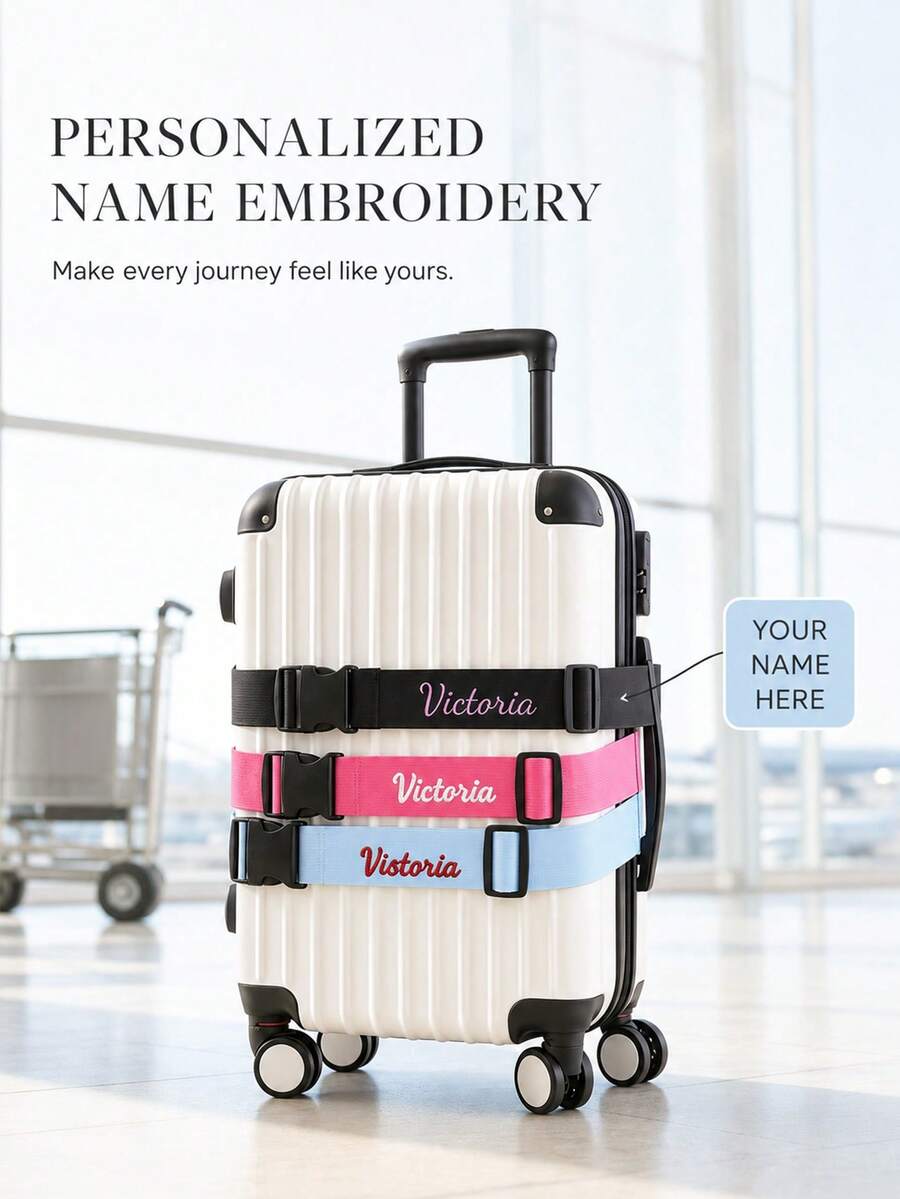 Personalized Luggage Strap, Customizable Name Luggage Strap, Luggage Strap For Securing Luggage, Luggage Waist Belt, Luggage Wrap Strap, Traveler Gift - Multicolor - View 1