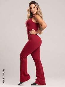 MVB Modas Women Sports Jumpsuits - 酒紅色 - 查看 2