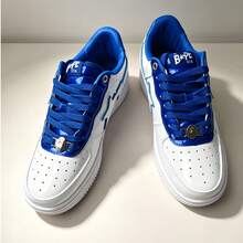 A BATHING APE Bape Casual Skate Shoes Colorblock Star Logo Glossy Casual Sneakers - White and Blue Twin Stars - View 4