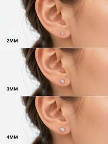 AnlaScheer 1 buah Anting Tusuk Bulat Datar, Perak Sterling 925 Hypoallergenic Perhiasan Tindik Telinga Tulang Rawan Helix Conch Berulir, Gaya Wanita - Perak - View 4