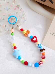 New Cartoon Hand-Painted Beaded Phone Chain, Dopamine Girly DIY Bag & Key Charms - Multicolor - View 6