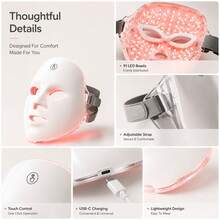 SUNPINT Wireless LED Beauty Mask, 7-Color Red Light Therapy Mask, Nano-Scale Red Light Wavelength, Makes Skin Feel More Plump, Enhances Skin Softness And Elasticity - White - View 3