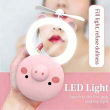1 piece large illuminated makeup mirror, Type C rechargeable makeup mirror, equipped with 16 LED lights,ABS base is sturdy and durable, the base groove can be used as a tray for organizing cosmetics,has a 360-degree rotating touch screen and a desktop makeup mirror with adjustable brightness,portable makeup mirror - Multicolor - Ver 15