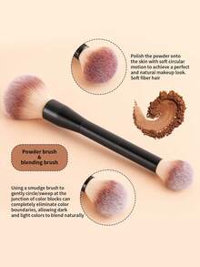 ronshadow 2pcs Dual-Ended Multi-Function Makeup Brushes + Short Retractable Blush Brush With Makeup Sponge 4-Piece Set, Powder Brush, Angled Blush & Foundation Brush, Retractable Portable Foundation Brush, Full Face Base Makeup & Color Makeup Tools - Multicolor - View 4