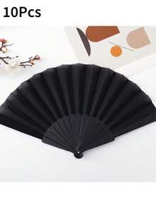 Large Folding Hand Fan, 43cm/16.93in Wide Portable Plastic Frame Dance Fan, Lightweight Foldable Cooling Accessory, Suitable For Men And Women, Black, White Or Random Mixed Color Optional, 1, 2, 3, 5 Or 10pcs, Suitable For Parties, Weddings, Performance Costumes, Events - Multicolor - View 18