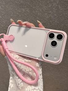 Acrylic Hard Pink Phone Case With Hand Strap, Compatible With IPhone 17 Pro Max/17 Pro/17/16 Pro Max/16/16 Pro/16 Plus/11/15/15 Pro/15 Pro Max/13/14 Pro Max/13 Pro/13 Pro Max/14 Pro/14 Pro Max, Anti-Yellowing Protective Cover, Acrylic Material - Pink + Bracelet - View 6